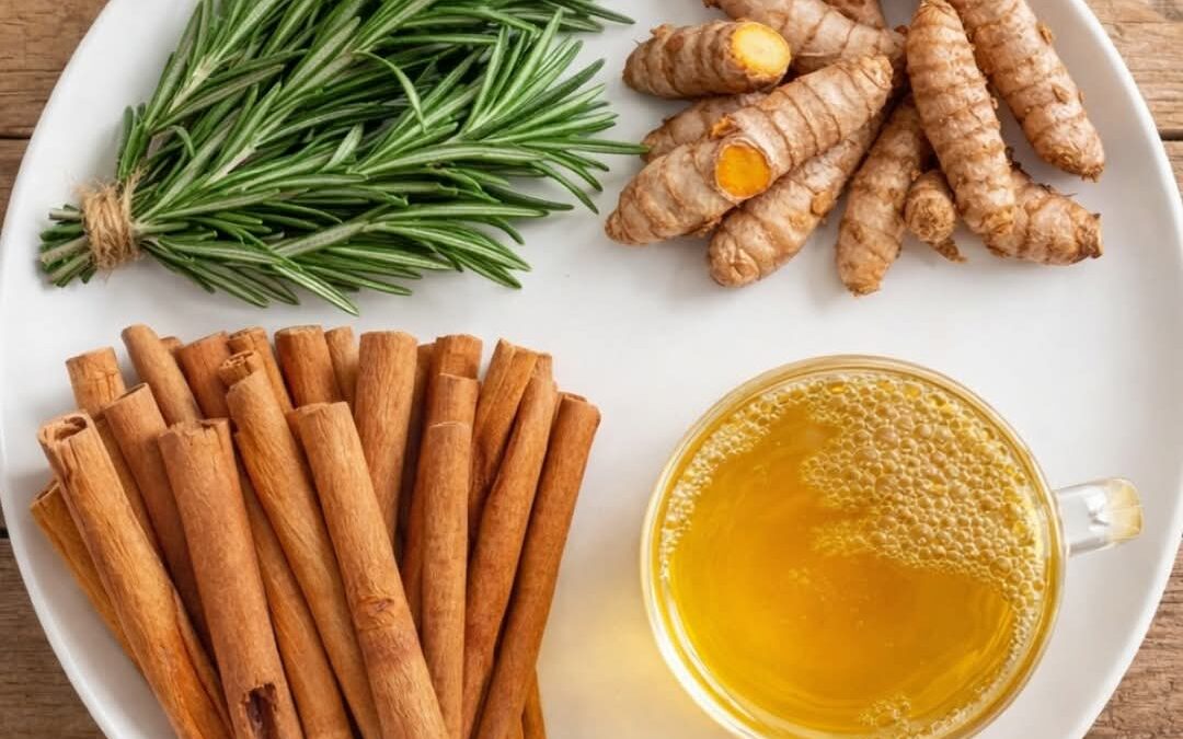 Infusión casera de curcuma, canela y romero